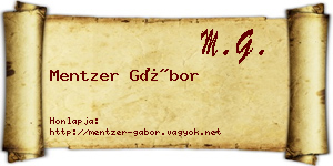 Mentzer Gábor névjegykártya